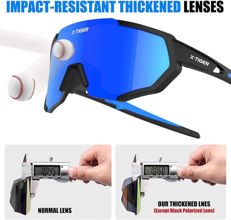 Xtiger Polarized Sports Sunglasses with 5 Interchangeable Lenses,Mens Womens Cycling Bike Glasses,Baseball Running Fishing - Image 4